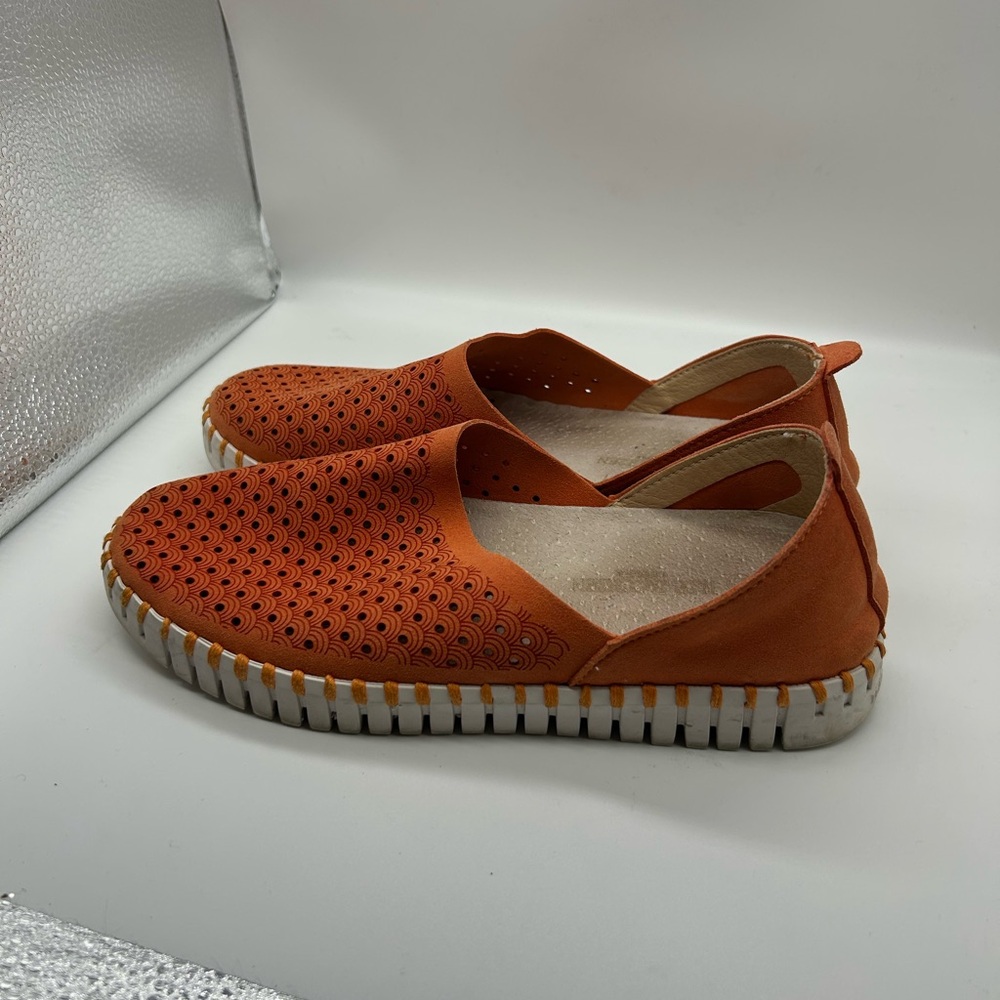 Ilse Jacobsen Orange Perforated Upper Slip On Shoe